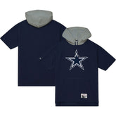 Dallas Cowboys Postgame Short Sleeve Hoodie - Navy - Mitchell & Ness