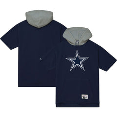 Dallas Cowboys Postgame Short Sleeve Hoodie - Navy - Mitchell & Ness