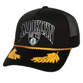 Mitchell & Ness Brooklyn Nets Hardwood Classics Gold Leaf Mesh Trucker Snapback Hat Black