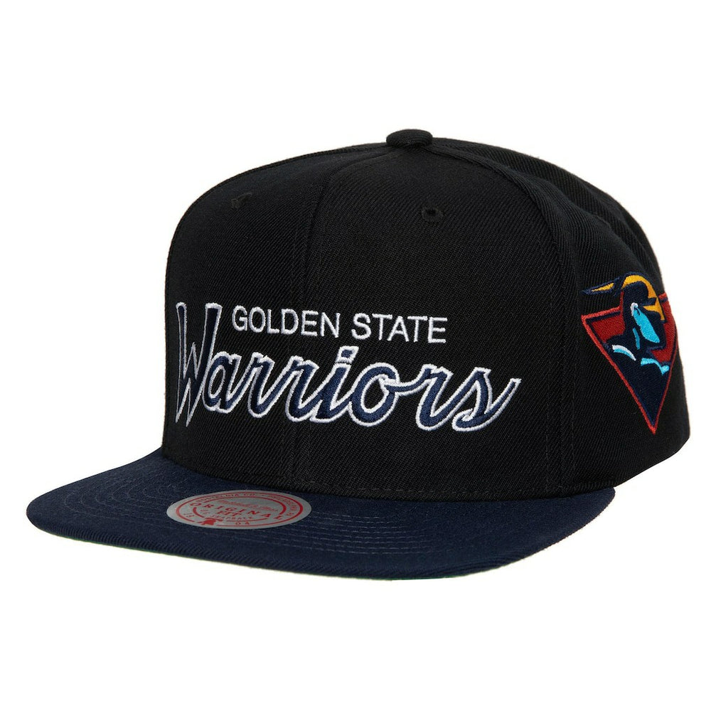 Mitchell & Ness Golden State Warriors Hardwood Classics MVP Team Script 2.0 Snapback Hat Black
