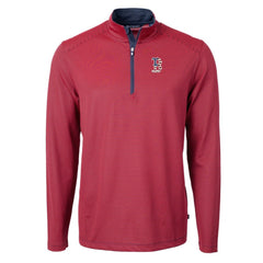Boston Red Sox Cutter & Buck Americana Logo Virtue Eco Pique Stripe Recycled Quarter-Zip Pullover Top for sale
