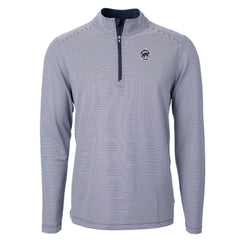 Chicago Cubs Cutter & Buck Americana Logo Virtue Eco Pique Stripe Recycled Quarter-Zip Pullover Top Sale