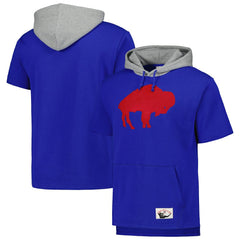 Buffalo Bills Postgame Short Sleeve Hoodie - Royal - Mitchell & Ness