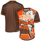 Cleveland Browns Jumbotron 3.0 Mesh V-Neck T-Shirt - Orange - Mitchell & Ness