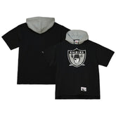 Las Vegas Raiders Postgame Short Sleeve Hoodie - Black - Mitchell & Ness