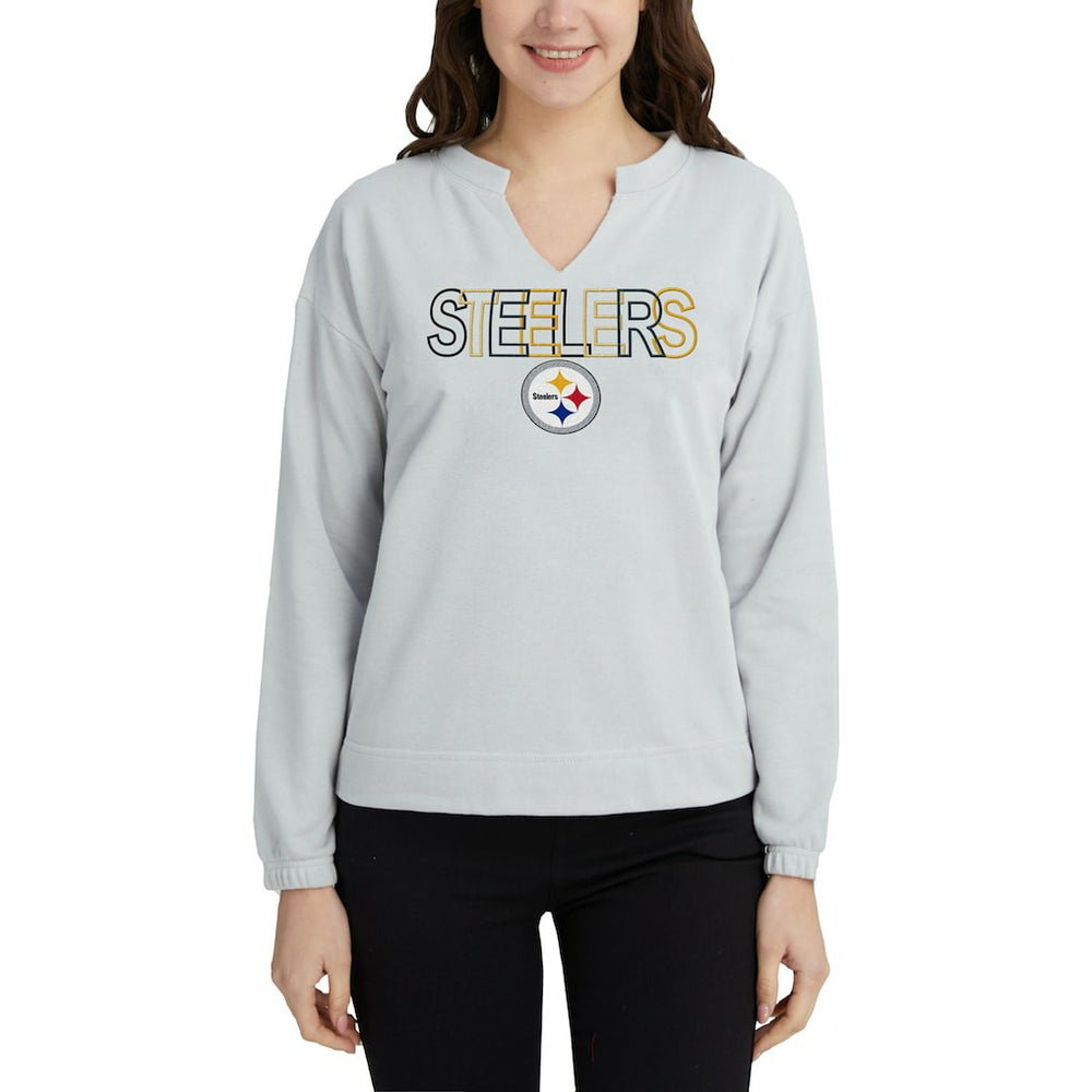 Pittsburgh Steelers Concepts Sport Women's Sunray Notch Neck Long Sleeve Top - Gray - NFL