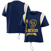 Milwaukee Brewers WEAR by Erin Andrews Women's Cinched Colorblock T-Shirt Sale