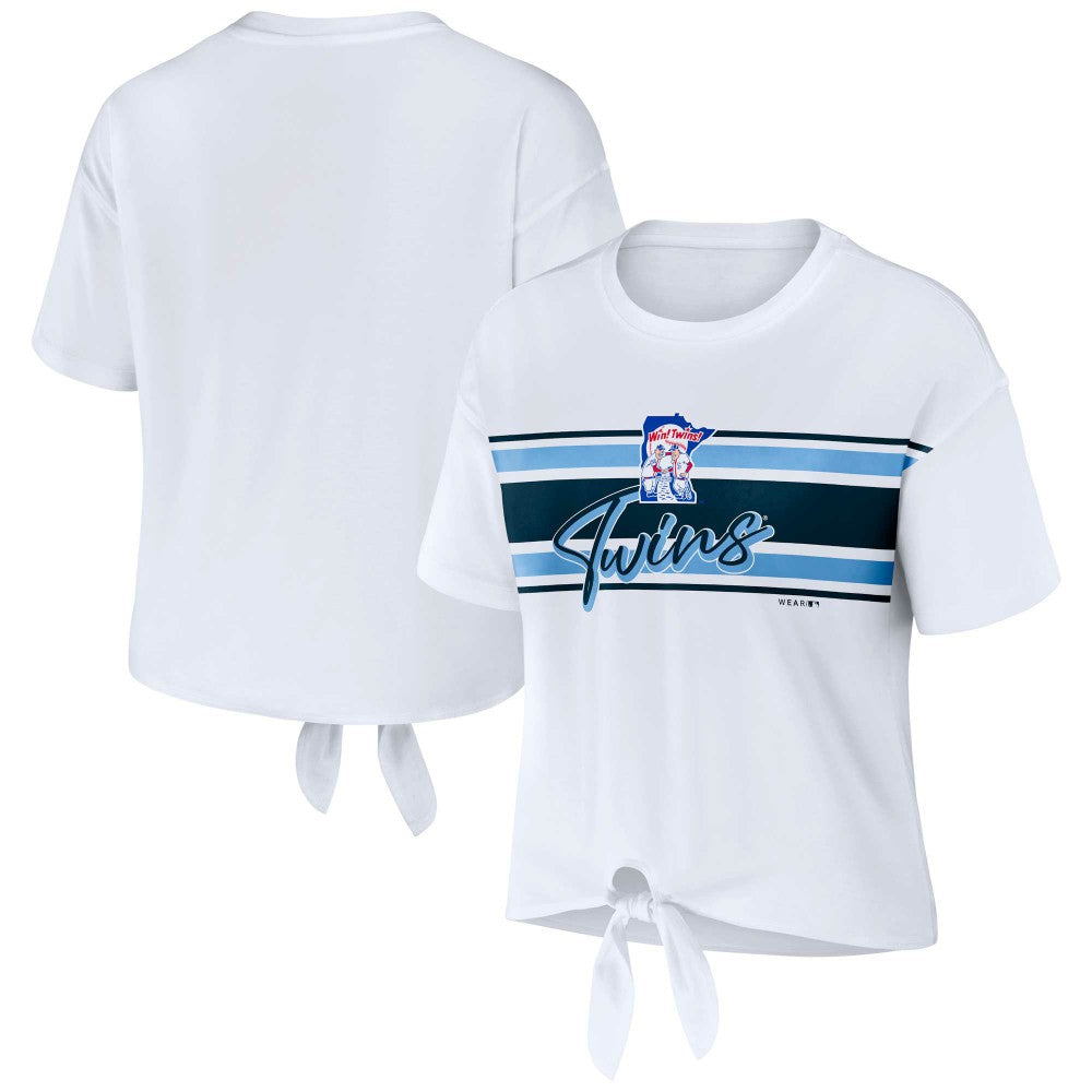 Minnesota Twins WEAR by Erin Andrews Women's Front Tie T-Shirt Sale