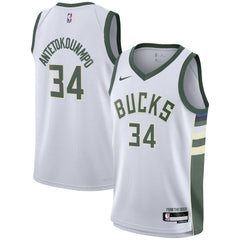 Nike Giannis Antetokounmpo Milwaukee Bucks Youth Swingman Jersey Association Edition White