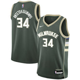 Nike Giannis Antetokounmpo Milwaukee Bucks Youth Swingman Jersey Icon Edition Hunter Green