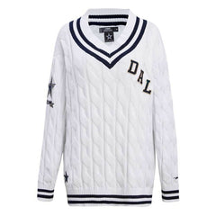 Dallas Cowboys Pro Standard Women's Prep V-Neck Pullover Sweater - White - NFL