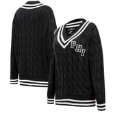 Philadelphia Eagles Pro Standard Women's Prep V-Neck Pullover Sweater - Black - NFL