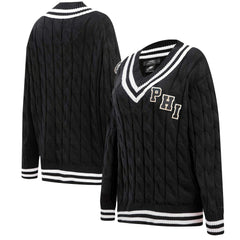 Philadelphia Eagles Pro Standard Women's Prep V-Neck Pullover Sweater - Black - NFL