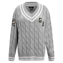 Green Bay Packers Pro Standard Women's Prep V-Neck Pullover Sweater - Heather Gray - NFL