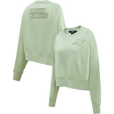 Carolina Panthers Pro Standard Women's Oversized Cropped Neutral Pullover Sweatshirt - Light Green - NFL