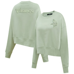 Minnesota Vikings Pro Standard Women's Oversized Cropped Neutral Pullover Sweatshirt - Light Green - NFL