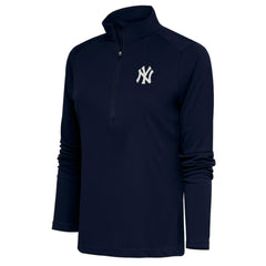 New York Yankees Antigua Women's Brushed Metallic Tribute Half-Zip Pullover Top for sale