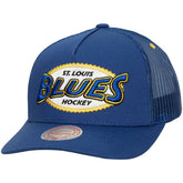 St. Louis Blues Mitchell & Ness Team Seal Trucker Snapback Hat - Blue | NHL Lifestyle