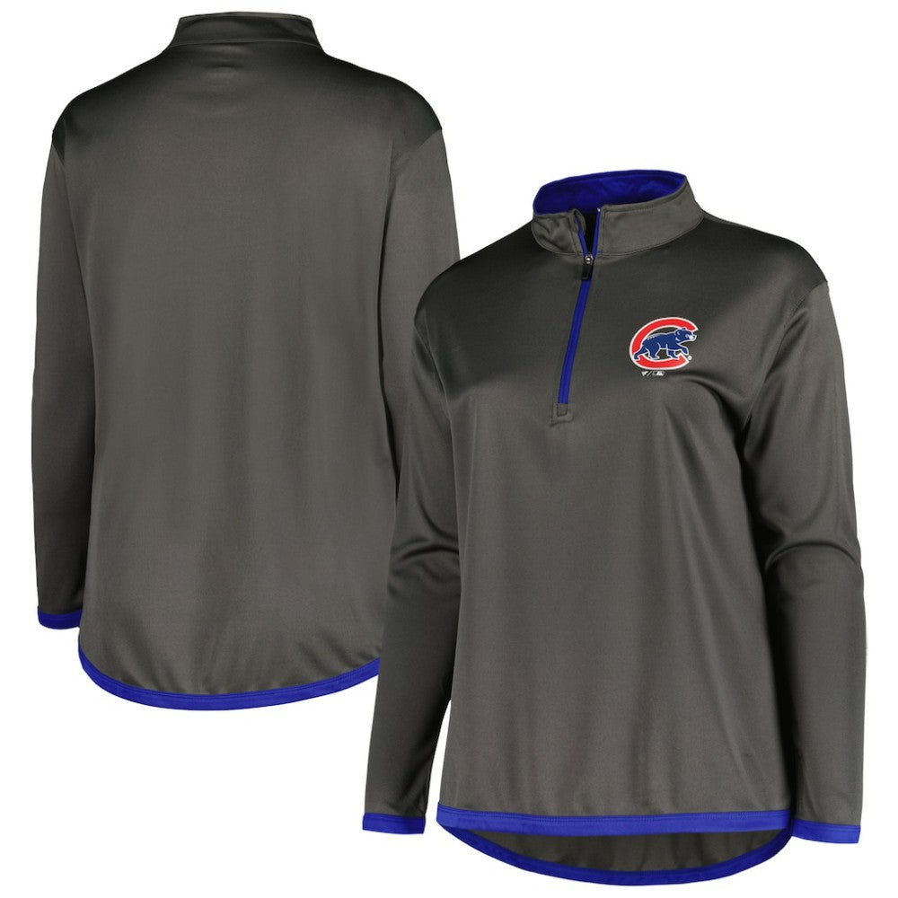 Chicago Cubs Profile Women's Plus Size Quarter-Zip Jacket Outlet