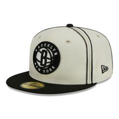 New Era Brooklyn Nets Piping 2-Tone 59FIFTY Fitted Hat Cream/Black