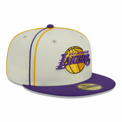 New Era Los Angeles Lakers Piping 2-Tone 59FIFTY Fitted Hat Cream/Purple