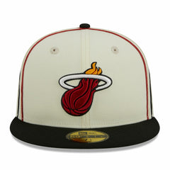 New Era Miami Heat Piping 2-Tone 59FIFTY Fitted Hat Cream/Black
