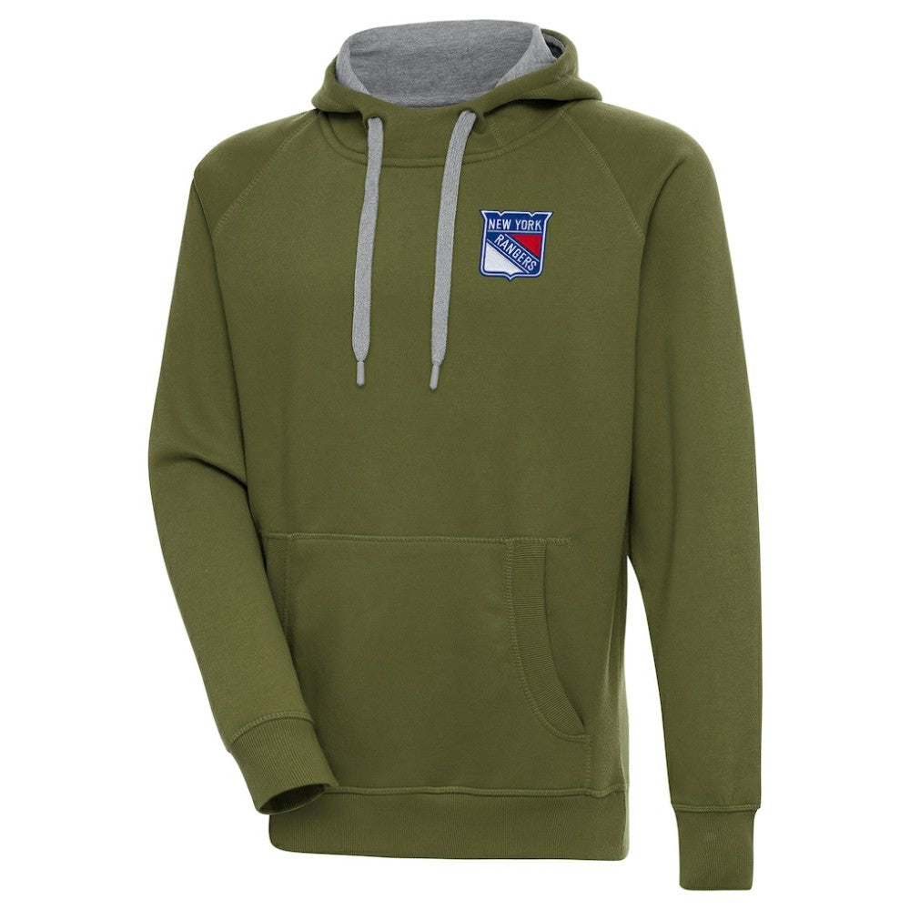 New York Rangers Antigua Victory Pullover Hoodie - Olive | NHL sale