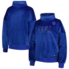 Los Angeles Rams DKNY Sport Women's Deliliah Rhinestone Funnel Neck Pullover Sweatshirt - Royal - NFL