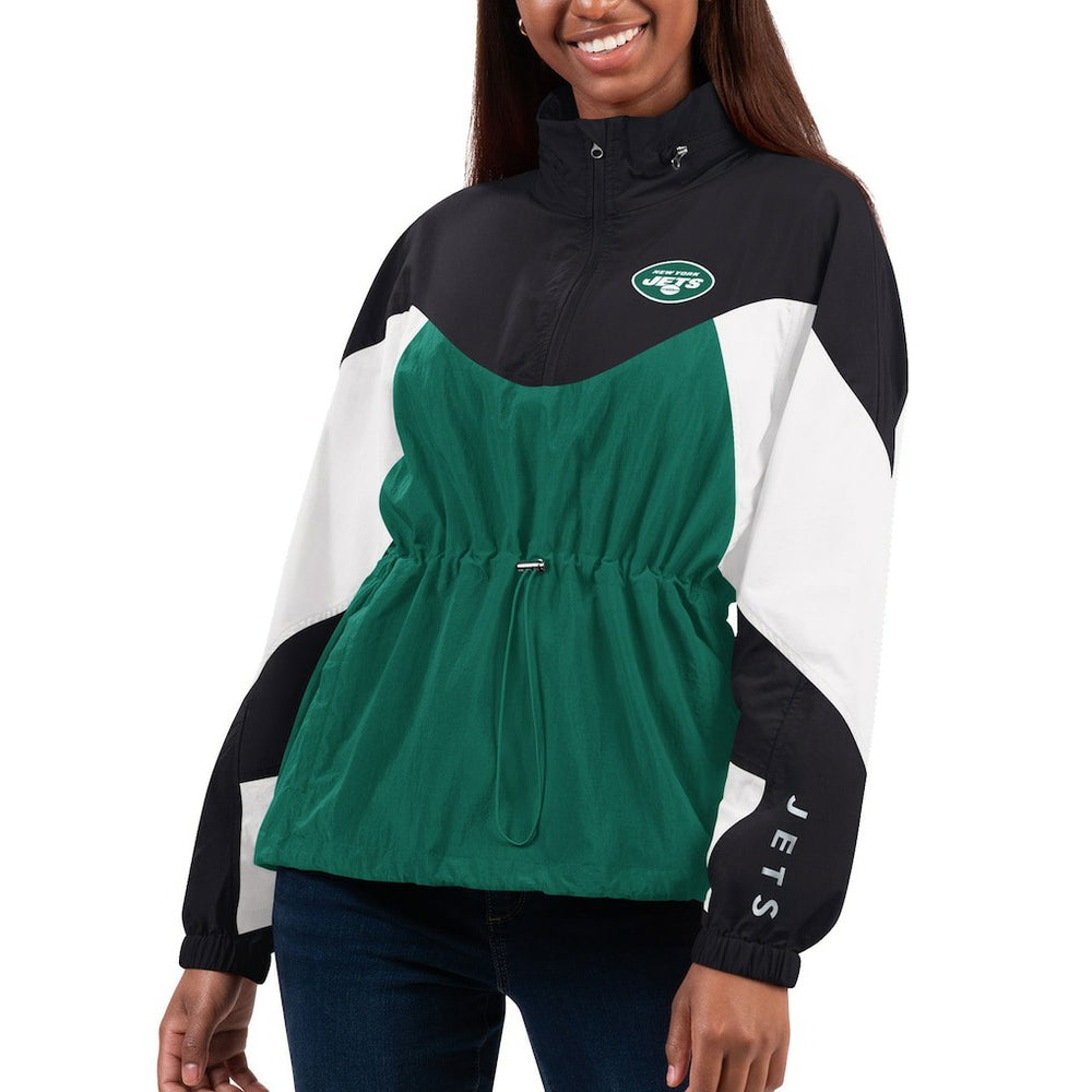 New York Jets G-III 4Her by Carl Banks Women's Tie Breaker Lightweight Quarter-Zip Jacket - Green/Black - NFL