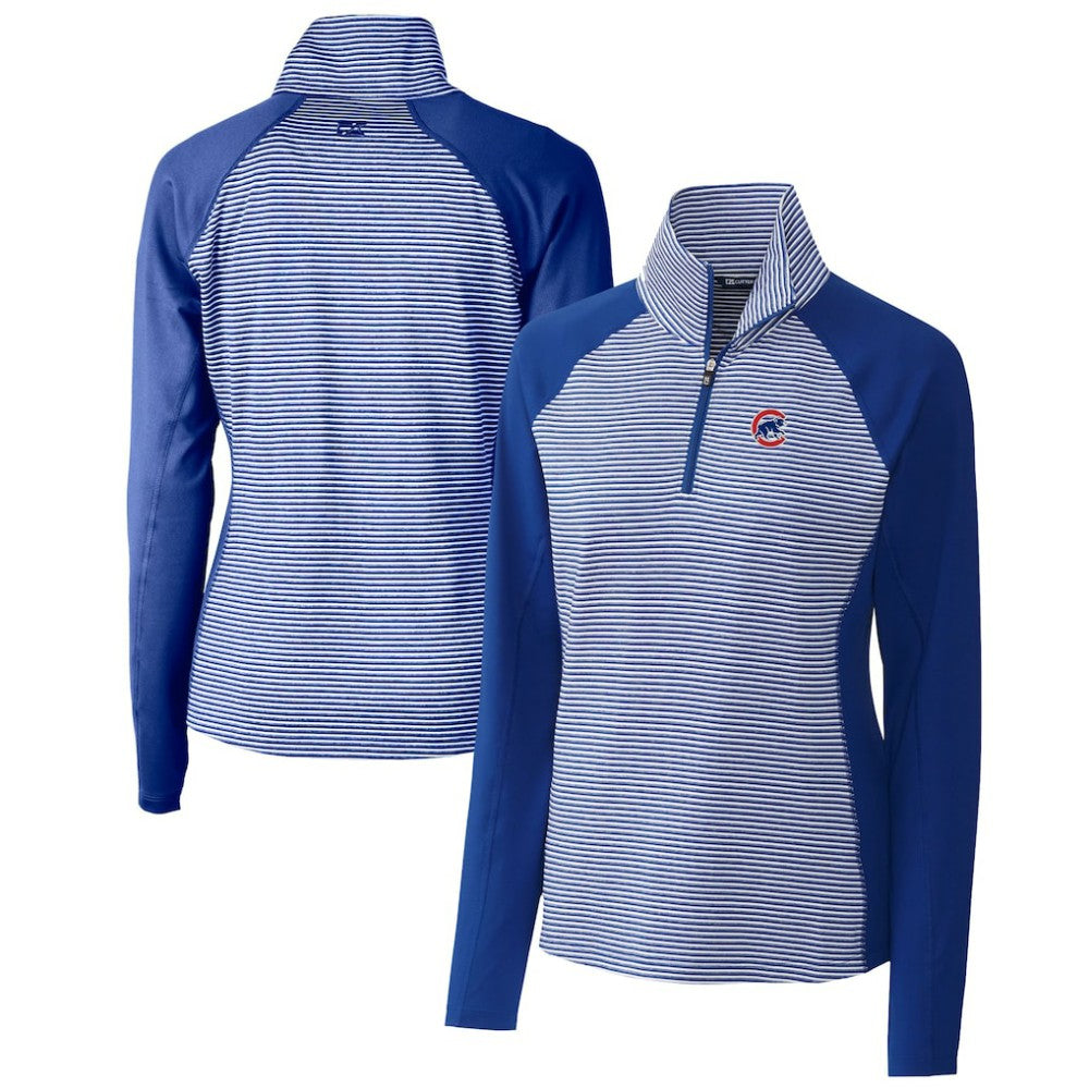 Chicago Cubs Cutter & Buck Women's DryTec Forge Tonal Stripe Half-Zip Top Online