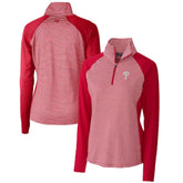 Philadelphia Phillies Cutter & Buck Women's DryTec Forge Tonal Stripe Half-Zip Top Sale