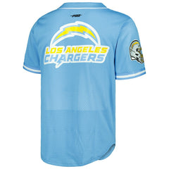 Justin Herbert Los Angeles Chargers Pro Standard Mesh Baseball Button-Up T-Shirt - Powder Blue - NFL