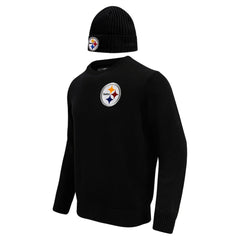 Pittsburgh Steelers Pro Standard Crewneck Pullover Sweater & Cuffed Knit Hat Box Gift Set - Black - NFL