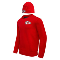 Kansas City Chiefs Pro Standard Crewneck Pullover Sweater & Cuffed Knit Hat Box Gift Set - Red - NFL