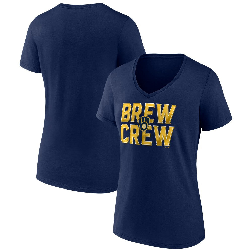 Milwaukee Brewers Women's Hometown Brew Crew Fancy V-Neck T-Shirt Sale