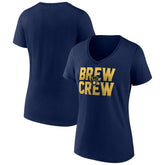 Milwaukee Brewers Women's Hometown Brew Crew Fancy V-Neck T-Shirt Sale