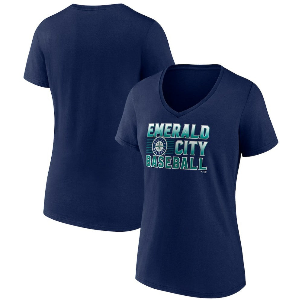 Seattle Mariners Women's Hometown Emerald Baseball V-Neck T-Shirt Discount