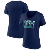 Seattle Mariners Women's Hometown Emerald Baseball V-Neck T-Shirt Discount