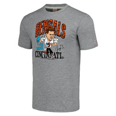 Joe Burrow Cincinnati Bengals Homage Unisex Caricature Player Tri-Blend T-Shirt - Gray - NFL