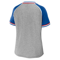 Buffalo Bills WEAR by Erin Andrews Women's Cropped Raglan Throwback V-Neck T-Shirt - Heather Gray - NFL