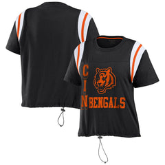 Cincinnati Bengals WEAR by Erin Andrews Women's Cinched Colorblock T-Shirt - Black - NFL