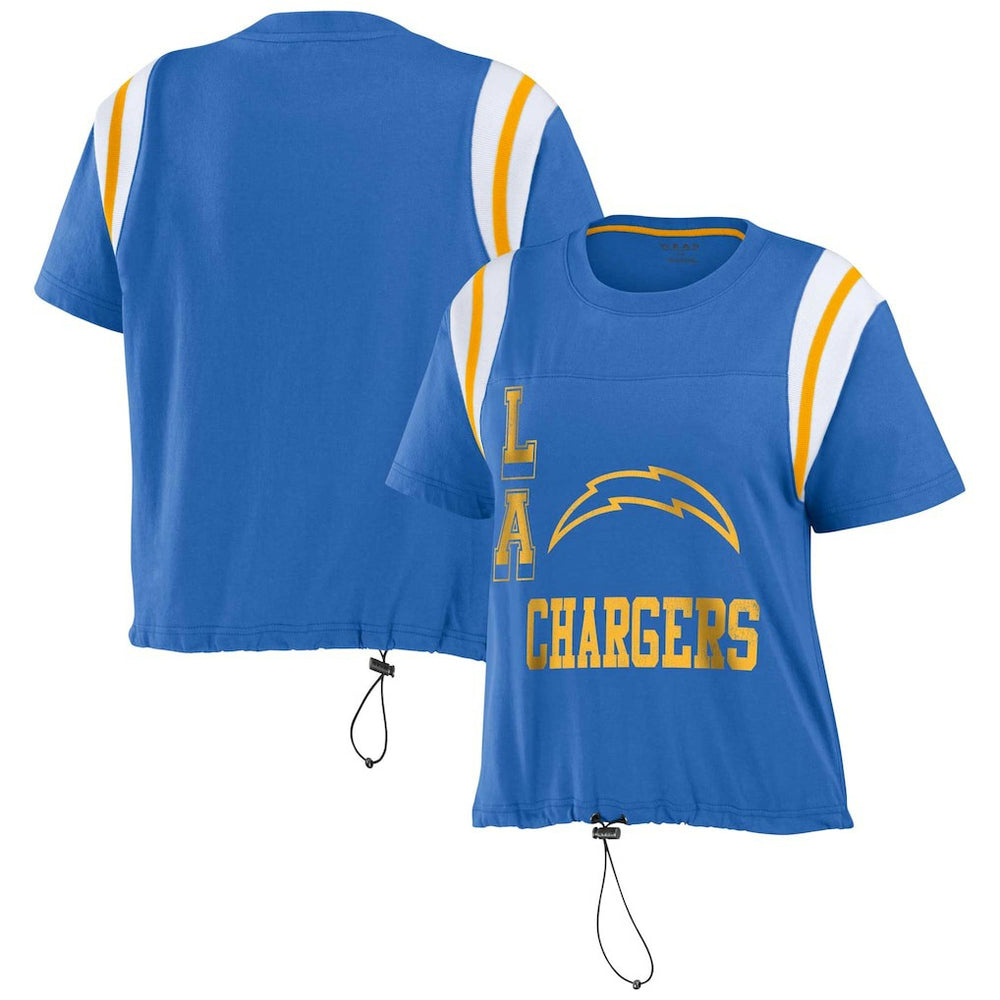 Los Angeles Chargers WEAR by Erin Andrews Women's Cinched Colorblock T-Shirt - Powder Blue - NFL