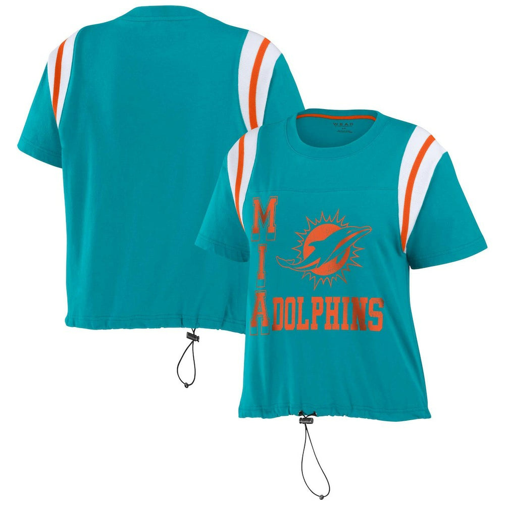 Miami Dolphins WEAR by Erin Andrews Women's Cinched Colorblock T-Shirt - Aqua - NFL
