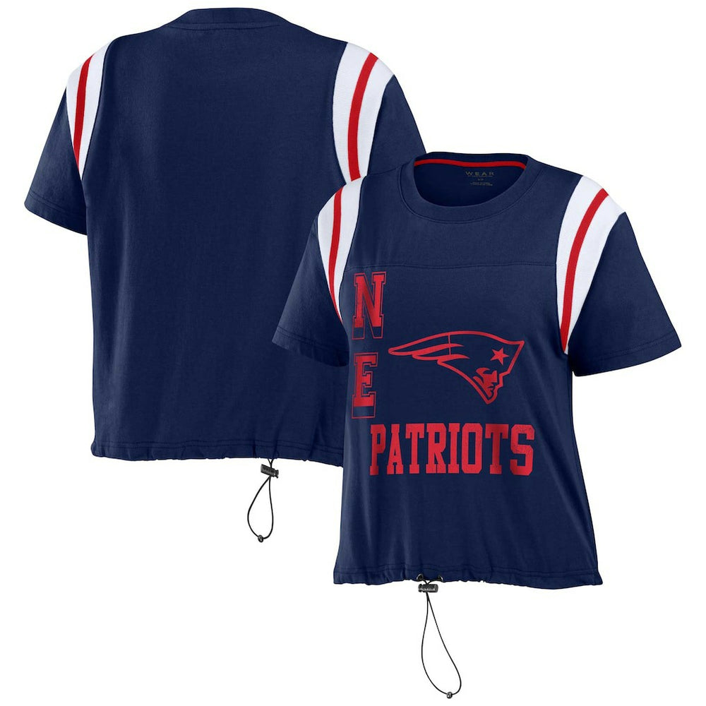 New England Patriots WEAR by Erin Andrews Women's Cinched Colorblock T-Shirt - Navy - NFL