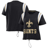 New Orleans Saints WEAR by Erin Andrews Women's Cinched Colorblock T-Shirt - Black - NFL