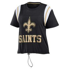 New Orleans Saints WEAR by Erin Andrews Women's Cinched Colorblock T-Shirt - Black - NFL