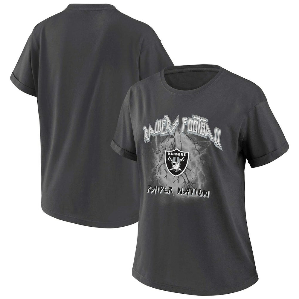 Las Vegas Raiders WEAR by Erin Andrews Women's Boyfriend T-Shirt - Charcoal - NFL