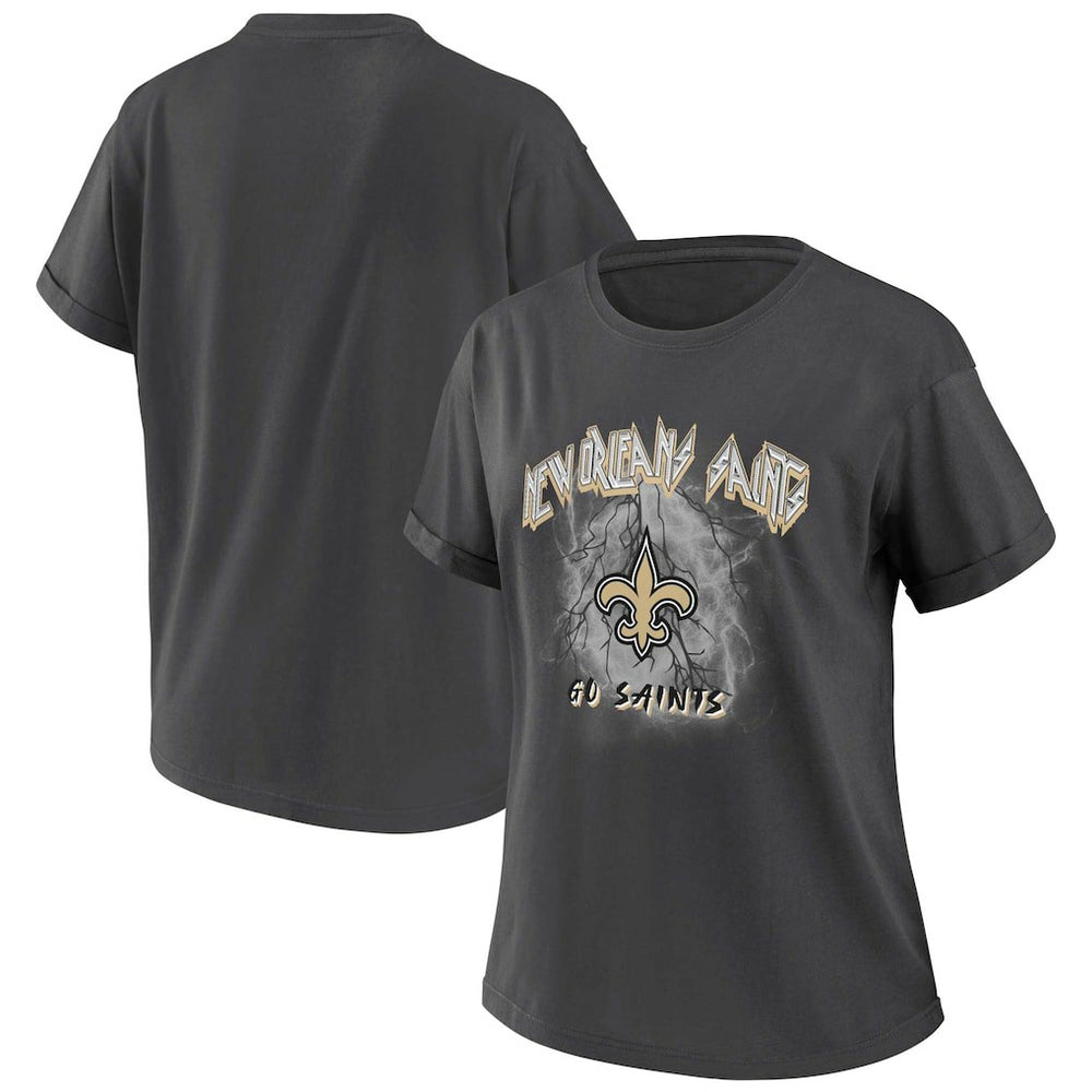 New Orleans Saints WEAR by Erin Andrews Women's Boyfriend T-Shirt - Charcoal - NFL