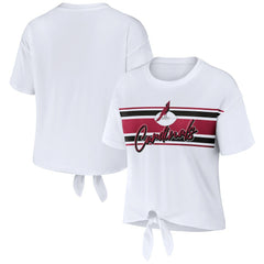 Arizona Cardinals WEAR by Erin Andrews Women's Front Tie Retro T-Shirt - White - NFL