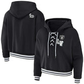 Las Vegas Raiders WEAR by Erin Andrews Women's Lace-Up Pullover Hoodie - Black - NFL